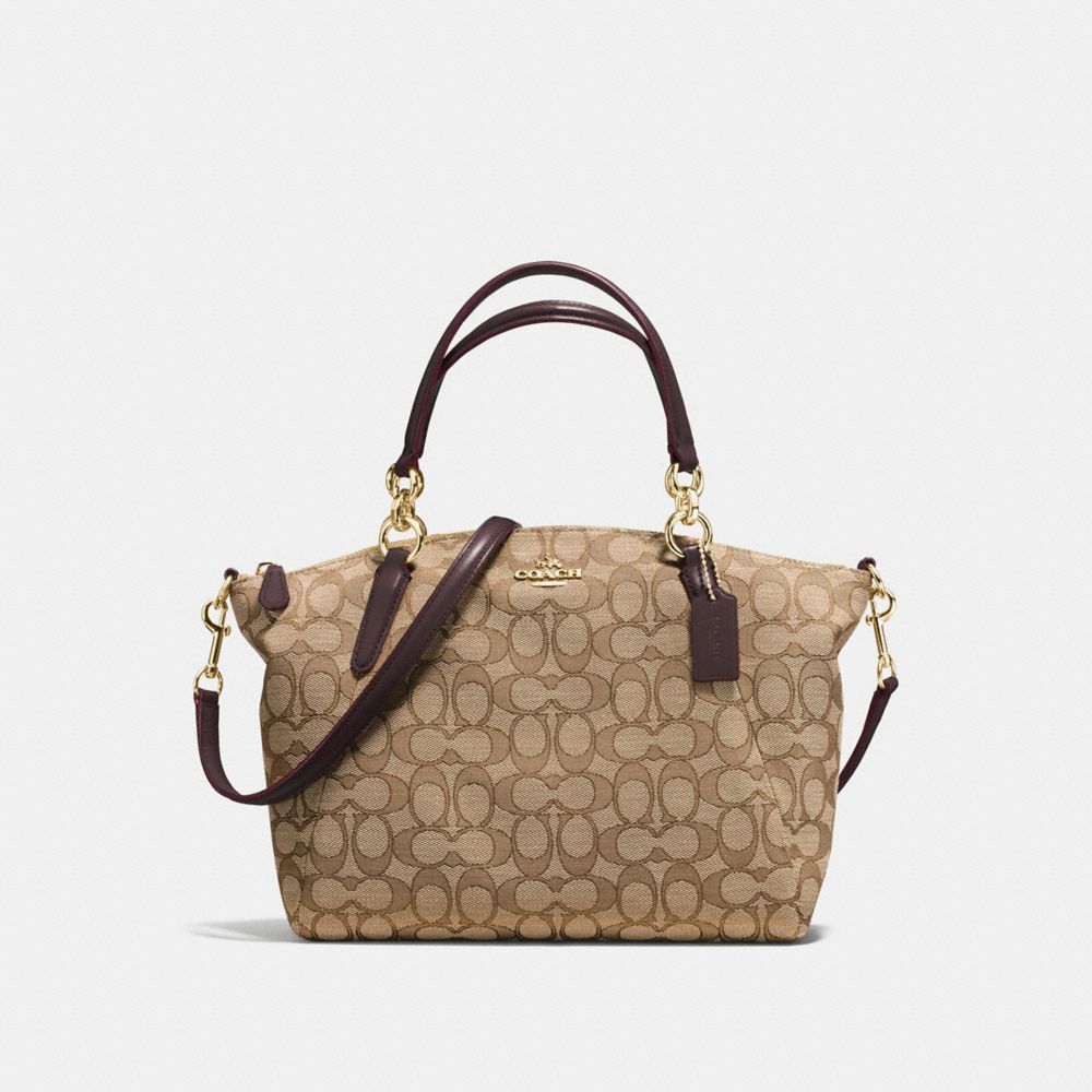 SMALL KELSEY SATCHEL IN OUTLINE SIGNATURE - IMITATION GOLD/KHAKI/BROWN - COACH F58283