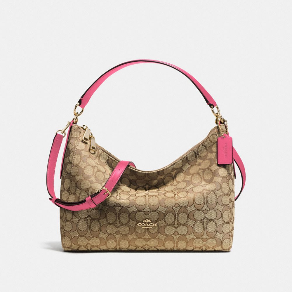 COACH F58284 East/west Celeste Convertible Hobo In Outline Signature IMITATION GOLD/KHAKI STRAWBERRY