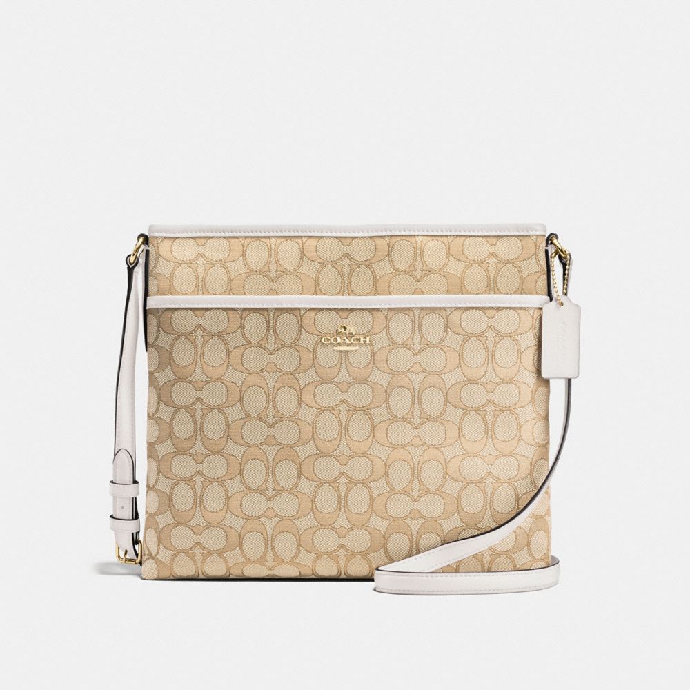 FILE BAG IN OUTLINE SIGNATURE - f58285 - IMITATION GOLD/LIGHT KHAKI/CHALK