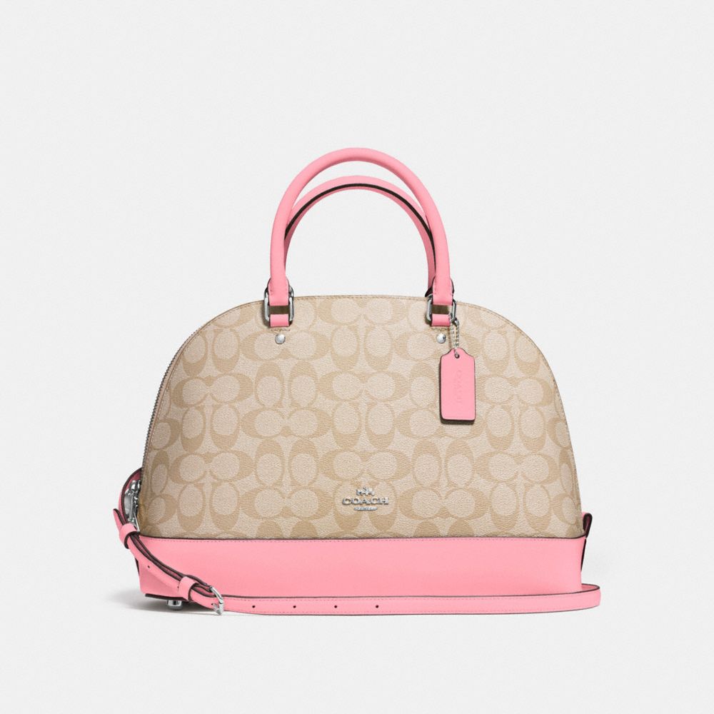 Reviews Original Coach Large Sierra Bag & How Convenient Inside the Bag.  Model F58287 Khaki/Magenta 