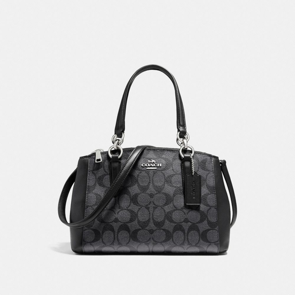 COACH f58290 MINI CHRISTIE CARRYALL SILVER/BLACK SMOKE