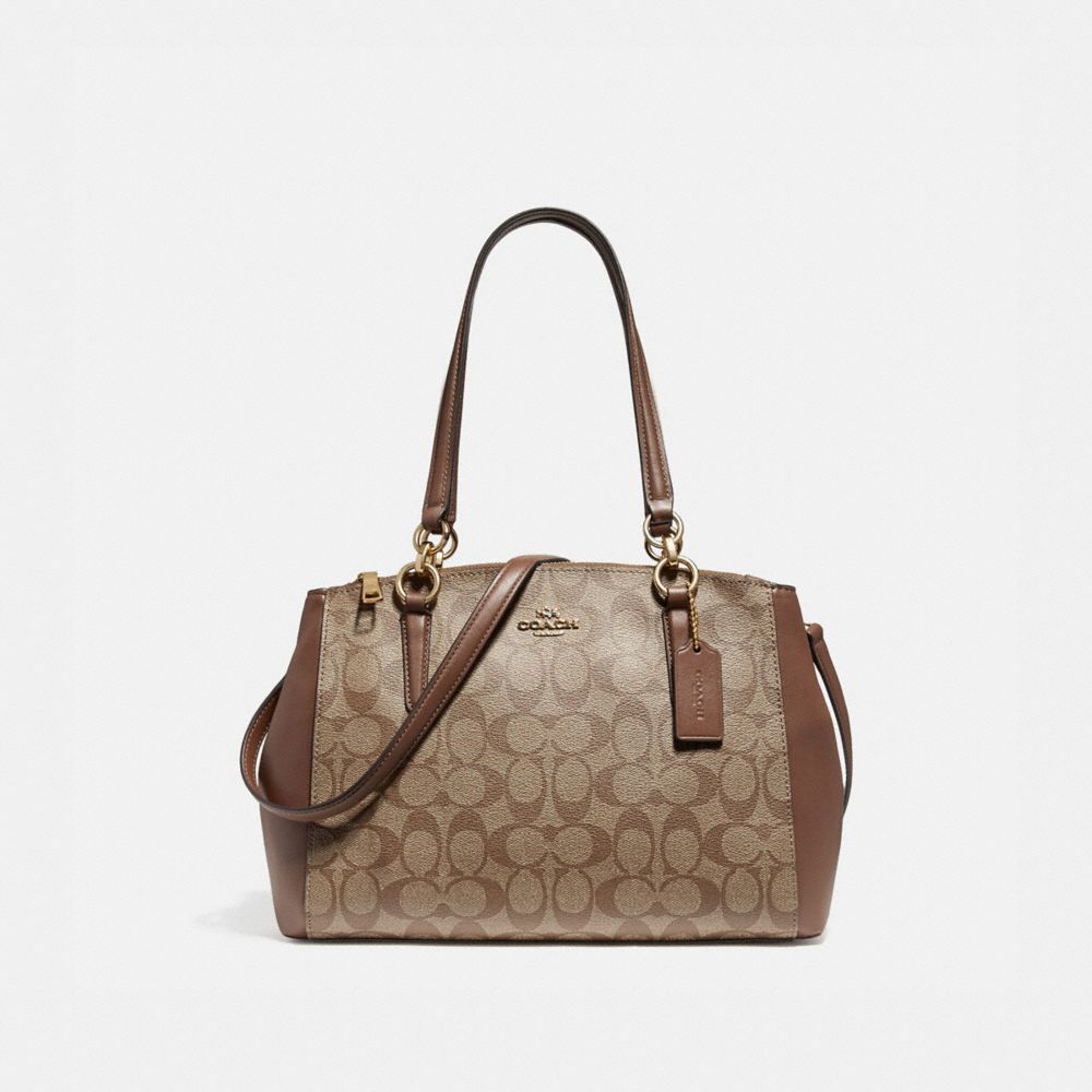 COACH SMALL CHRISTIE CARRYALL - LIGHT GOLD/KHAKI - f58291