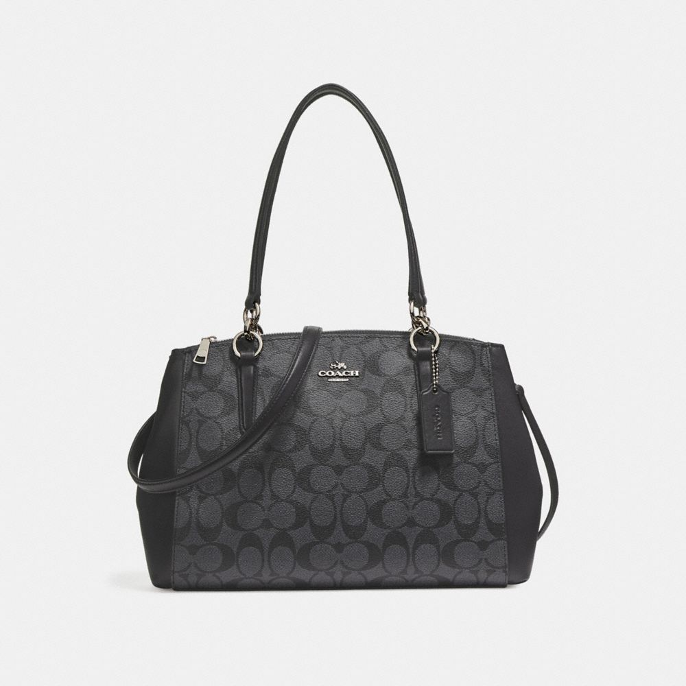 SMALL CHRISTIE CARRYALL - COACH f58291 - SILVER/BLACK SMOKE