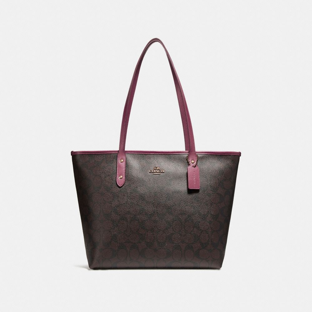 CITY ZIP TOTE - LIGHT GOLD/BROWN ROUGE - COACH F58292