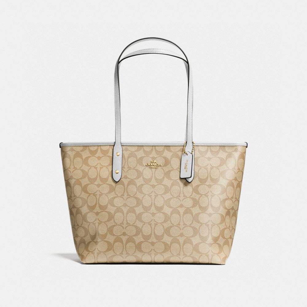 COACH F58292 - CITY ZIP TOTE IN SIGNATURE CANVAS LIGHT KHAKI/CHALK/LIGHT GOLD