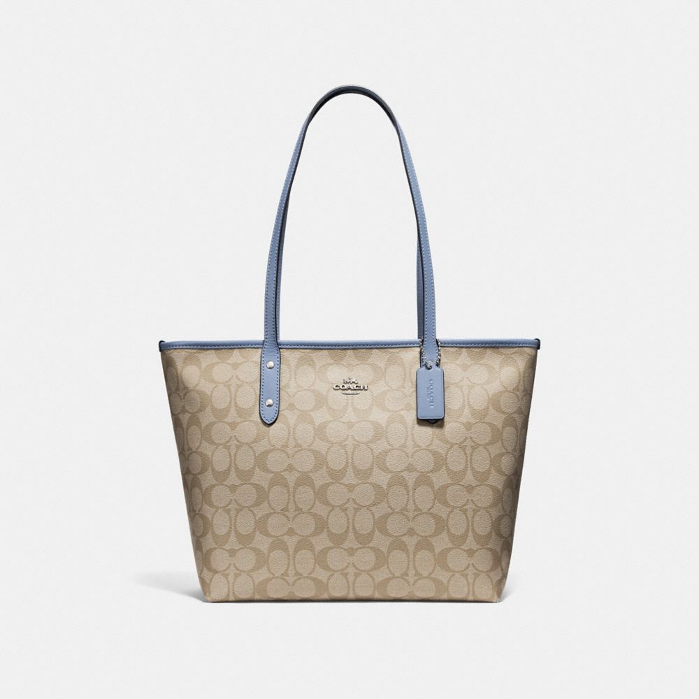 CITY ZIP TOTE - LIGHT KHAKI/POOL/SILVER - COACH F58292