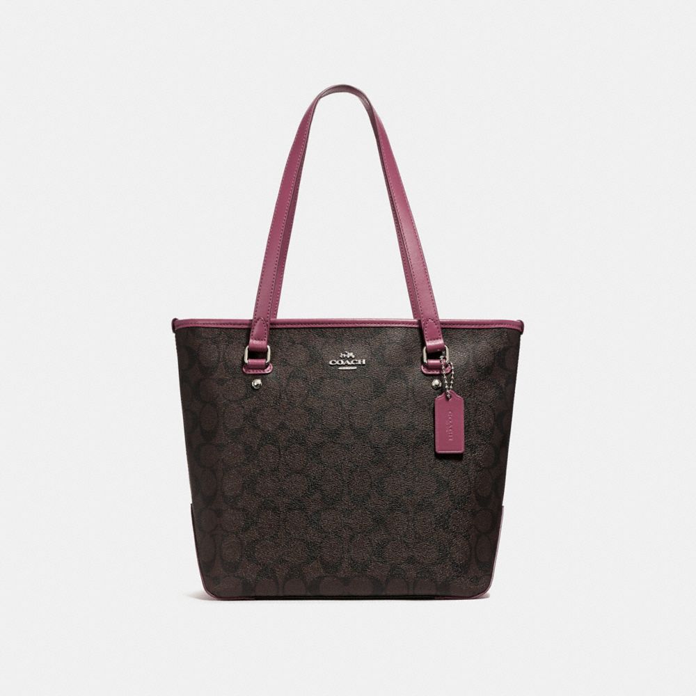 COACH F58294 ZIP TOP TOTE LIGHT-GOLD/BROWN-ROUGE