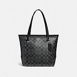 COACH F58294 Zip Top Tote SILVER/BLACK SMOKE