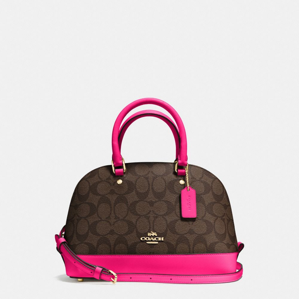 COACH MINI SIERRA SATCHEL IN SIGNATURE COATED CANVAS - IMITATION GOLD/BROWN - F58295