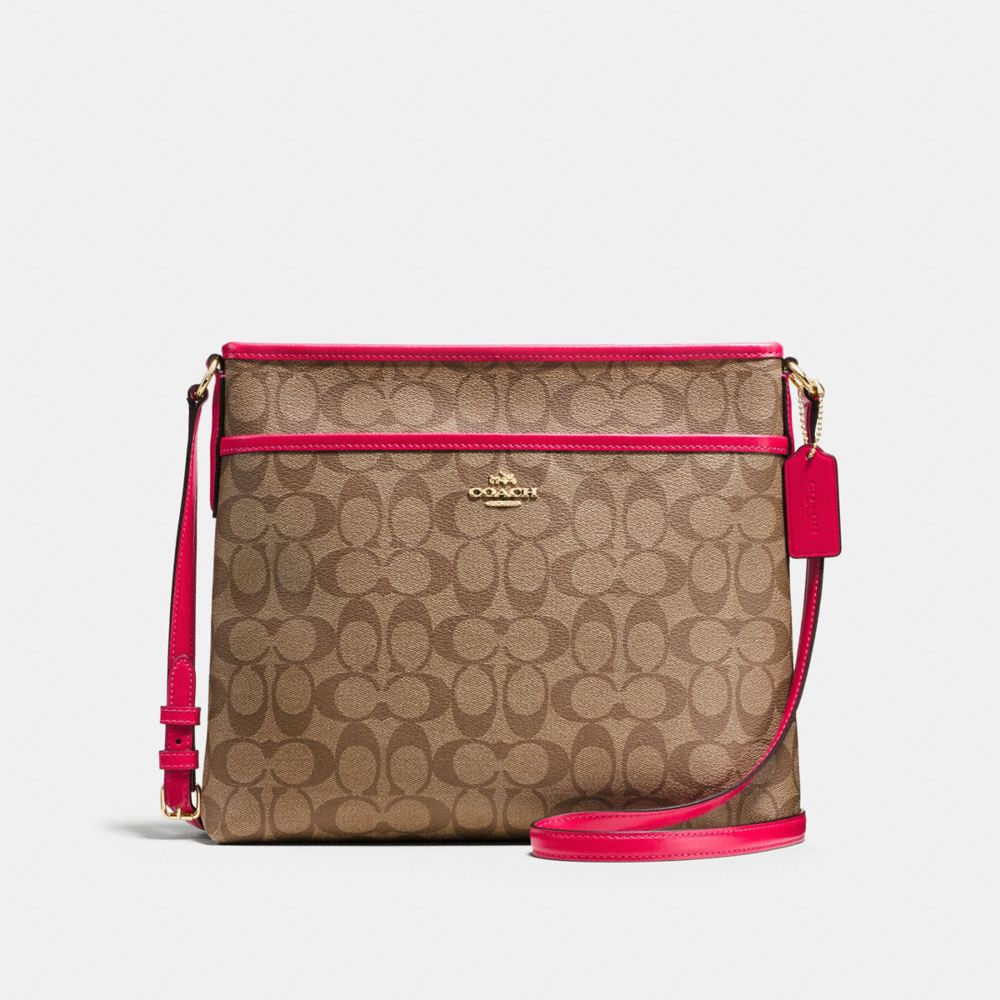 FILE BAG IN SIGNATURE - f58297 - IMITATION GOLD/KHAKI BRIGHT PINK