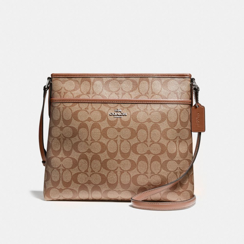 FILE BAG IN SIGNATURE COATED CANVAS - COACH f58297 - LIGHT  GOLD/KHAKI