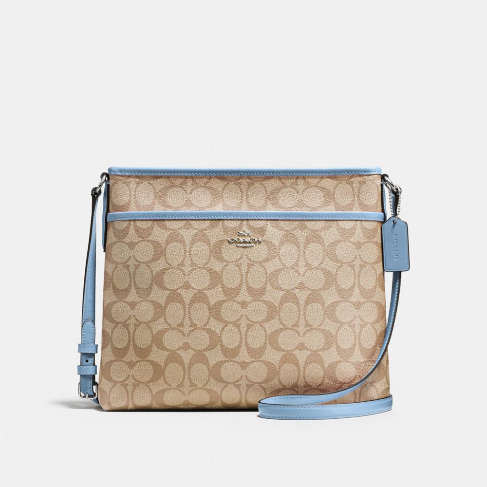 COACH F58297 FILE BAG IN SIGNATURE SILVER LIGHT KHAKI