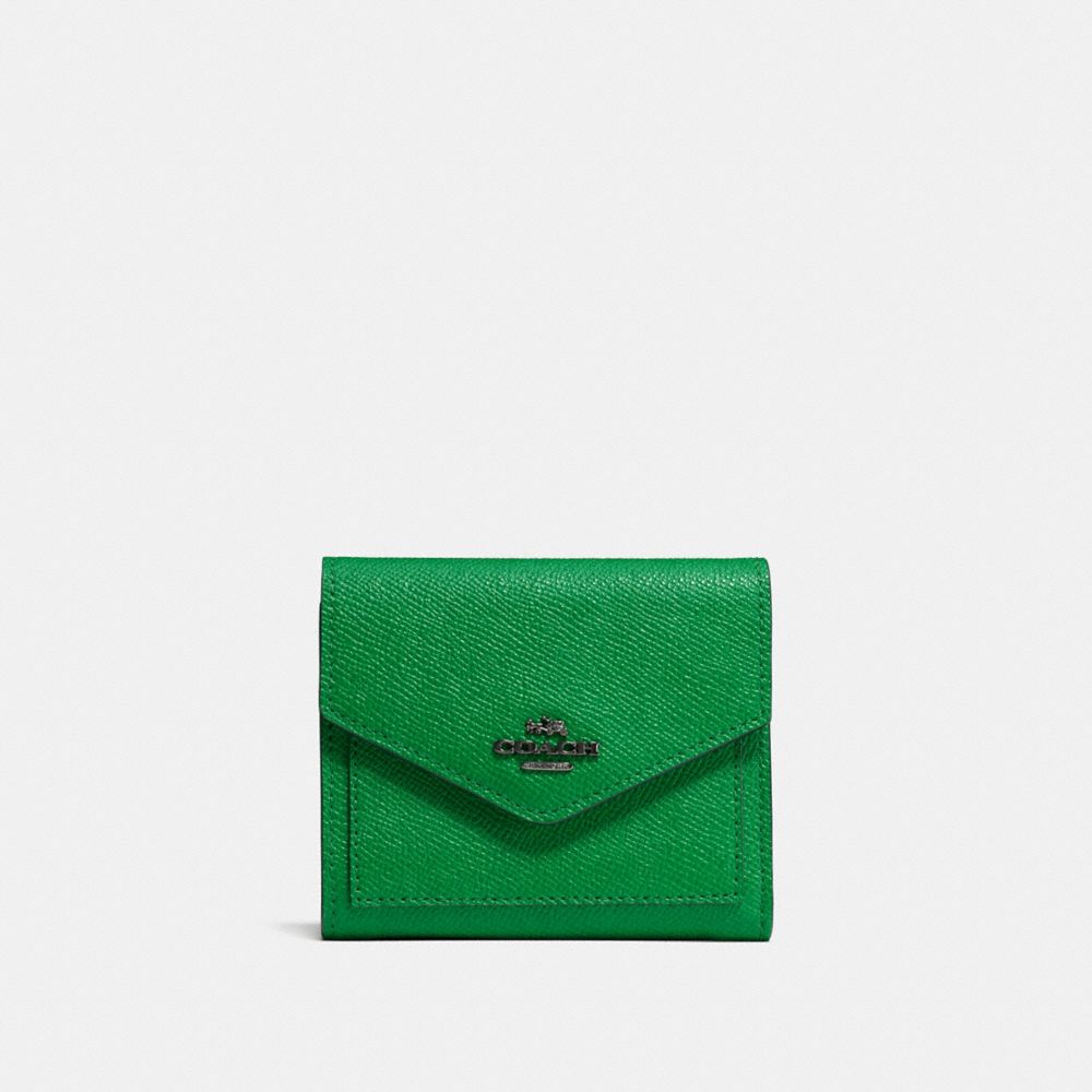 SMALL WALLET - DARK GUNMETAL/GRASS GREEN - COACH F58298