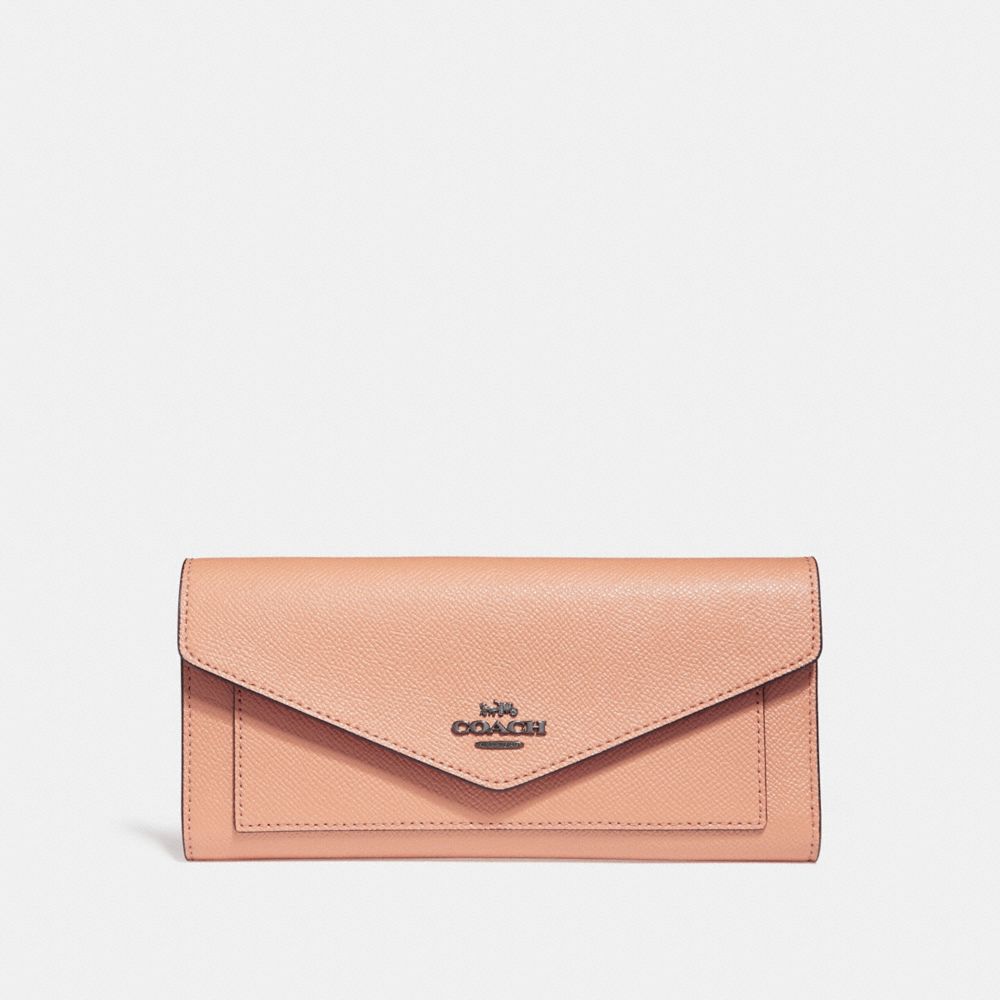 COACH F58299 TRIFOLD WALLET DARK BLUSH/DARK GUNMETAL