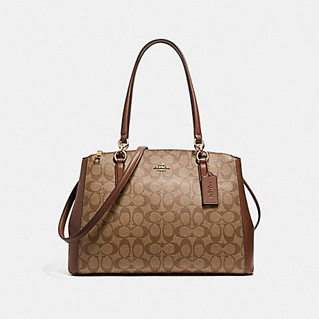 CHRISTIE CARRYALL IN SIGNATURE COATED CANVAS - COACH F58305 - LIGHT GOLD/KHAKI