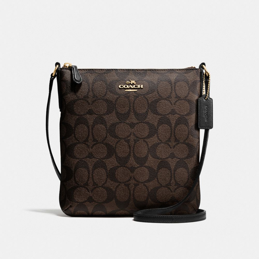 NORTH/SOUTH CROSSBODY IN SIGNATURE - IMITATION GOLD/BROWN/BLACK - COACH F58309