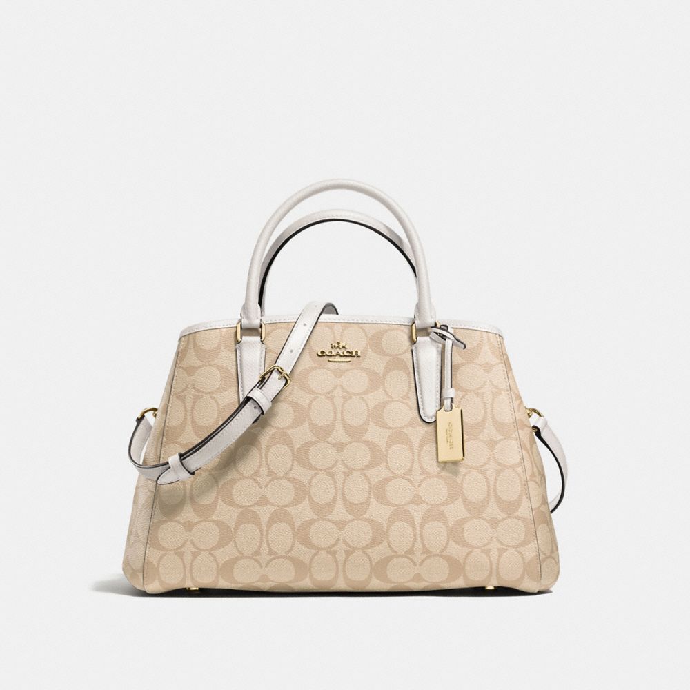 COACH SMALL MARGOT CARRYALL IN SIGNATURE - IMITATION GOLD/LIGHT KHAKI/CHALK - F58310