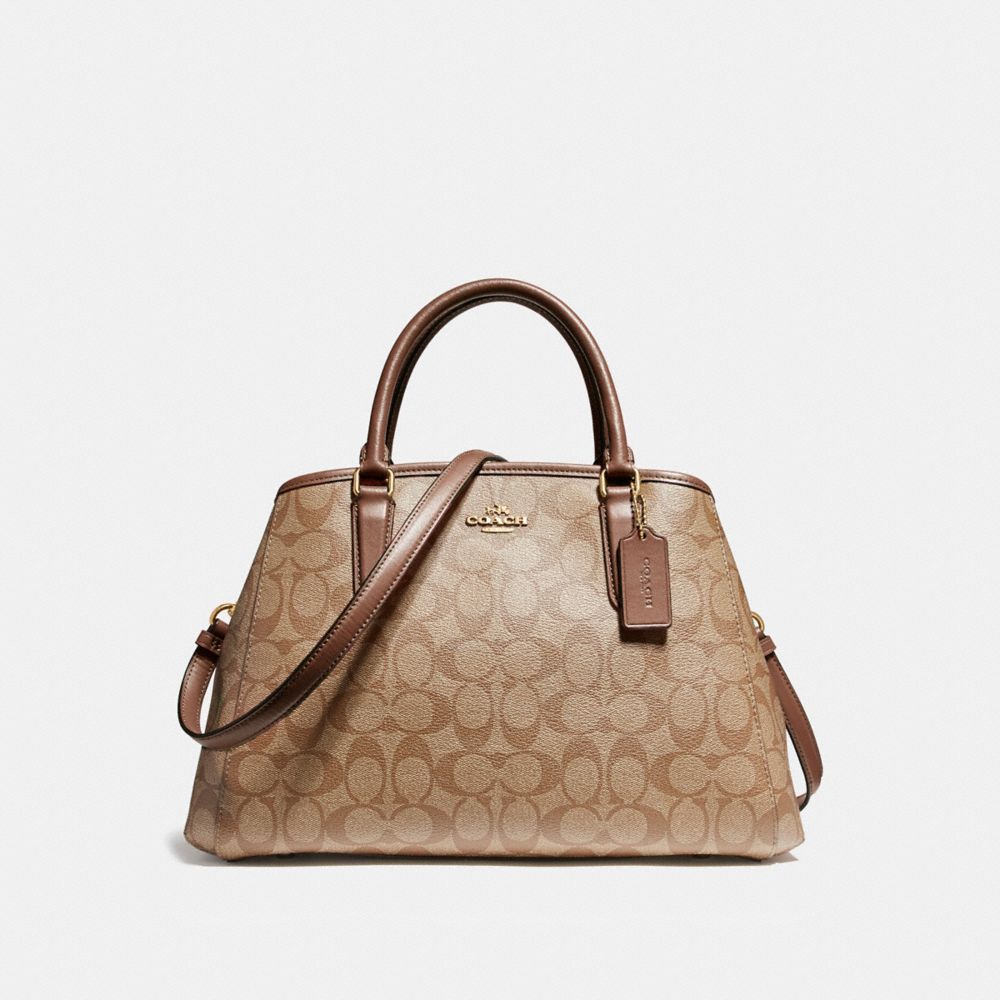 SMALL MARGOT CARRYALL IN SIGNATURE COATED CANVAS - LIGHT GOLD/KHAKI - COACH F58310