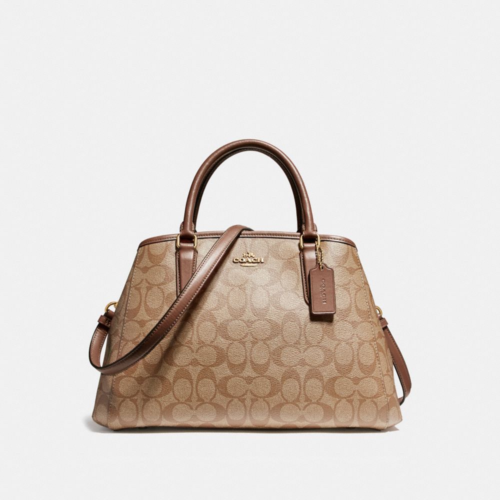 COACH SMALL MARGOT CARRYALL IN SIGNATURE COATED CANVAS - LIGHT GOLD/KHAKI - F58310