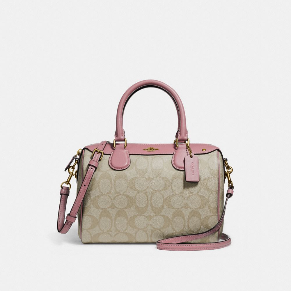 COACH F58312 MINI BENNETT SATCHEL LIGHT-KHAKI/VINTAGE-PINK/IMITATION-GOLD