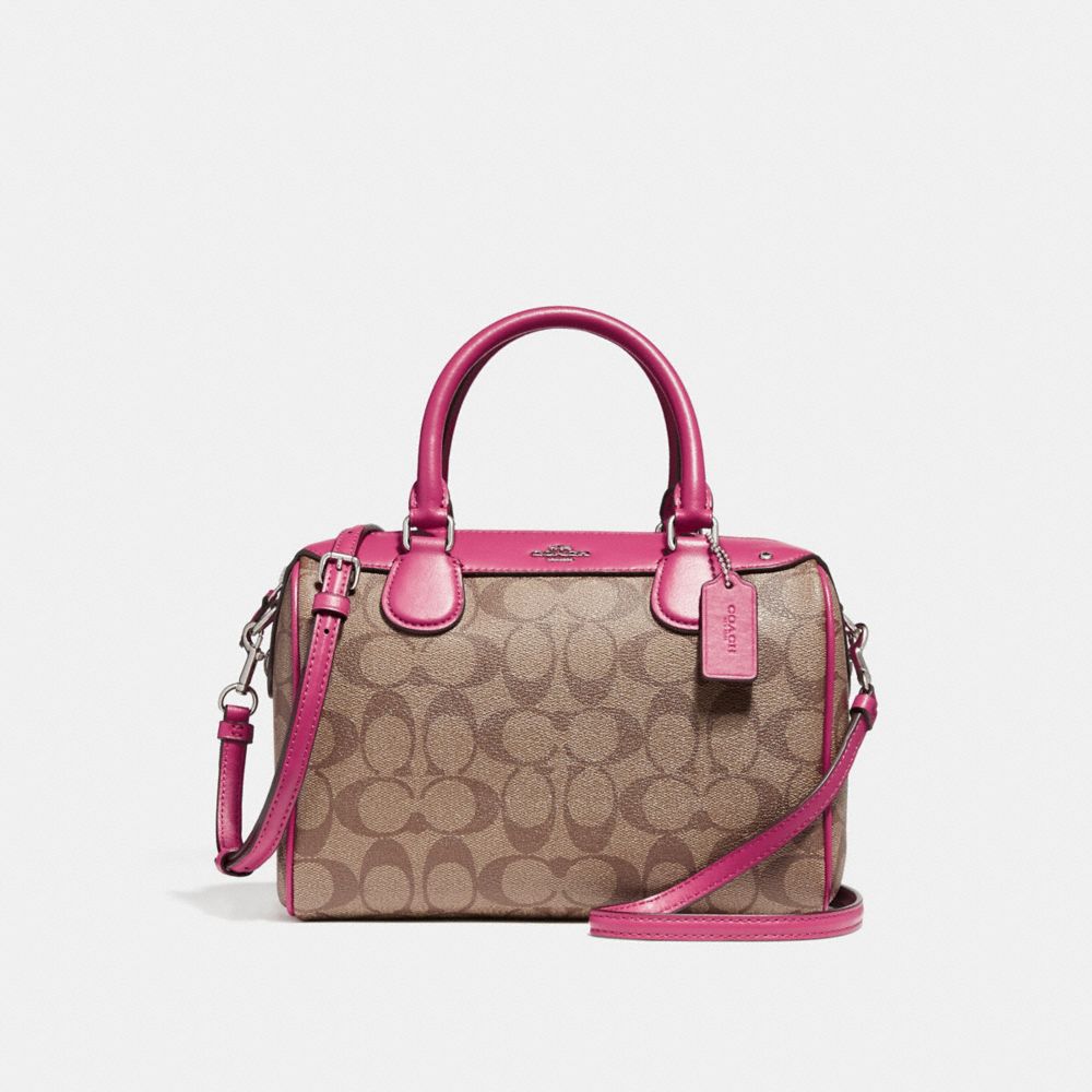 COACH MINI BENNETT SATCHEL - SILVER/KHAKI/MAGENTA - F58312