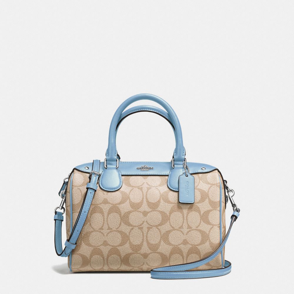 MINI BENNETT SATCHEL IN SIGNATURE - SILVER/LIGHT KHAKI/CORNFLOWER - COACH F58312