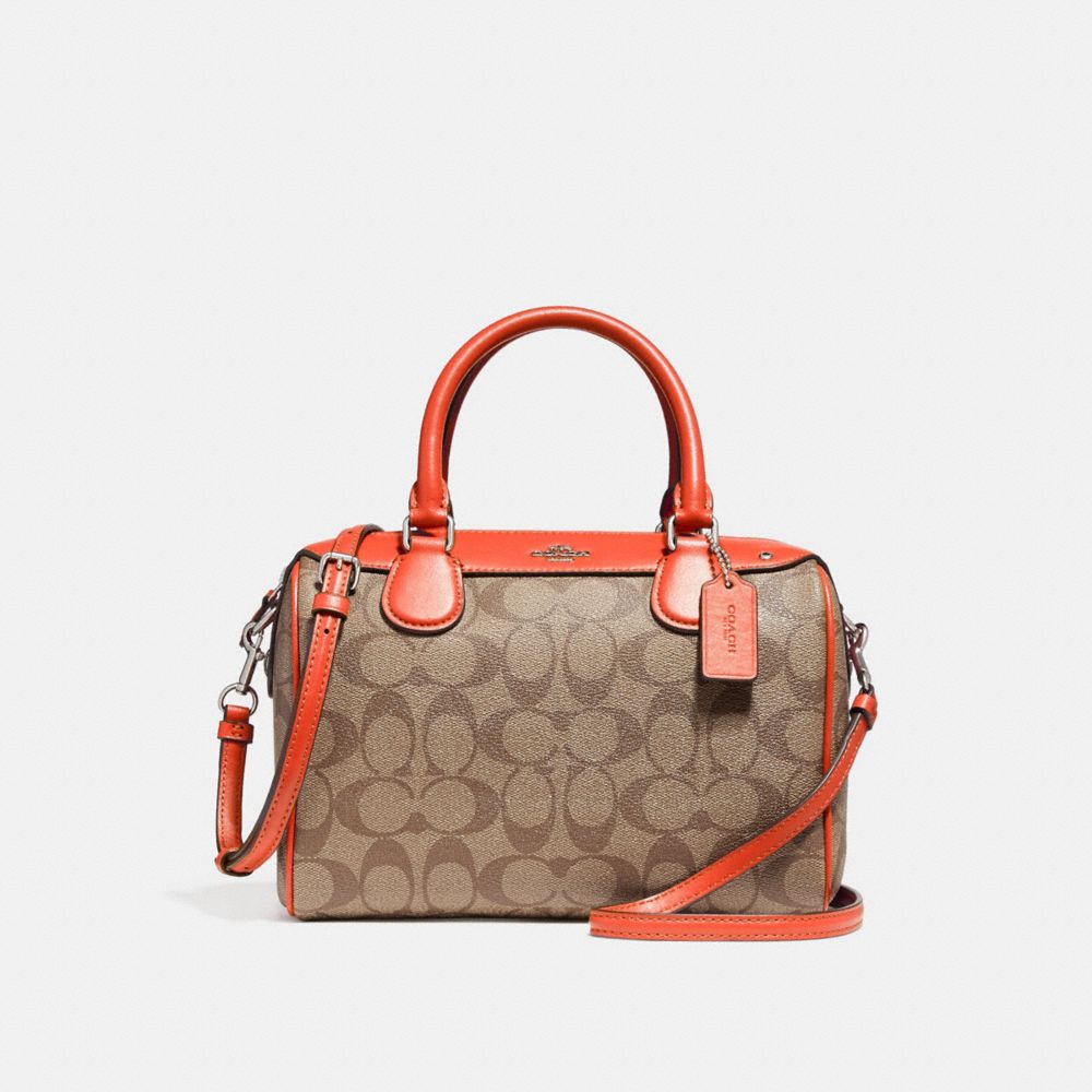 MINI BENNETT SATCHEL - f58312 - KHAKI/ORANGE RED/SILVER