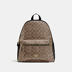 COACH F58314 - CHARLIE BACKPACK IN SIGNATURE CANVAS KHAKI/BLACK/IMITATION GOLD