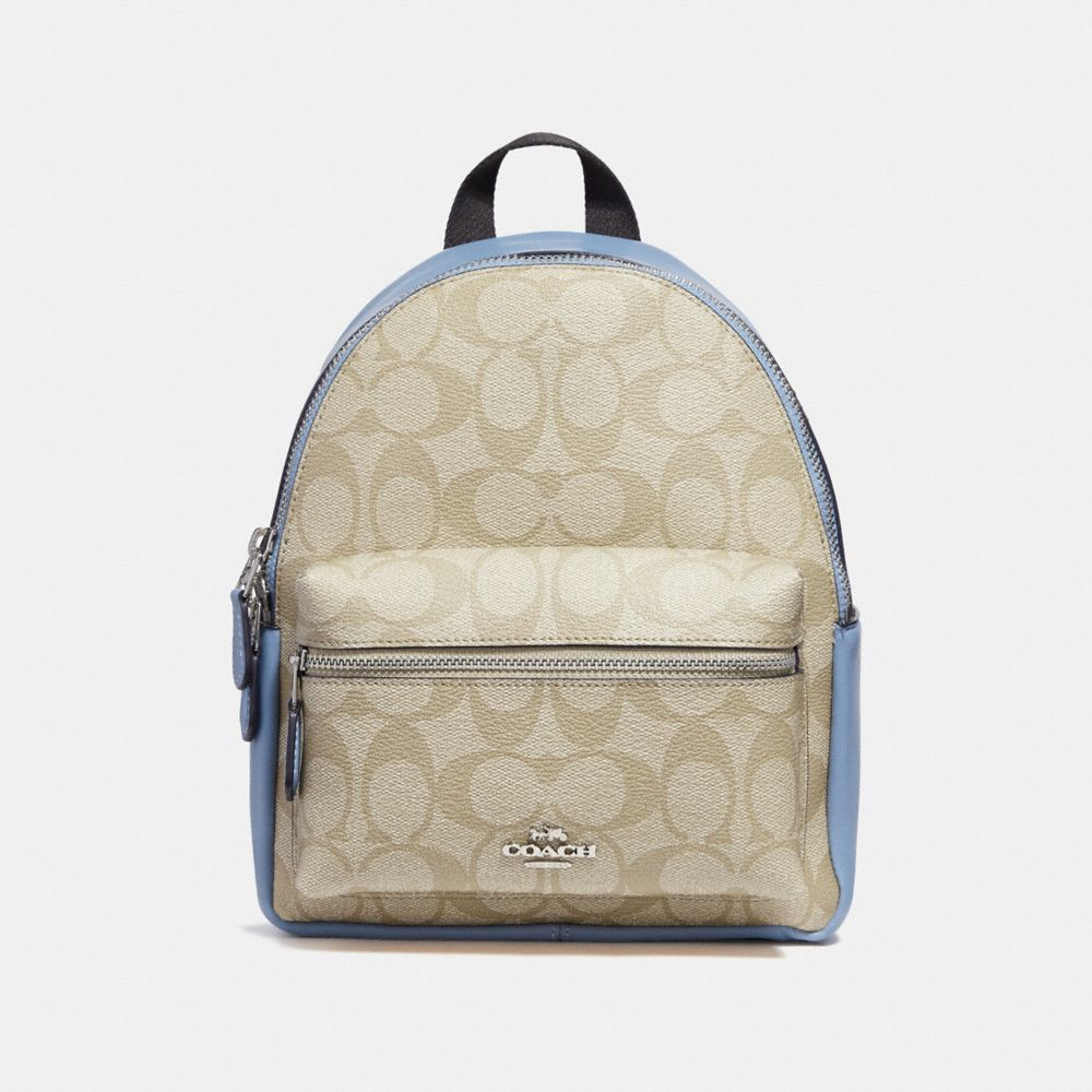 MINI CHARLIE BACKPACK - COACH f58315 - LIGHT KHAKI/POOL/SILVER