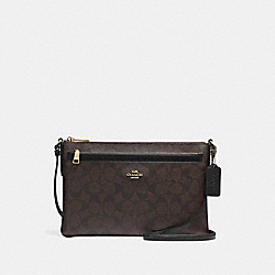 EAST/WEST CROSSBODY WITH POP UP POUCH IN SIGNATURE - COACH f58316  - IMITATION GOLD/BROWN/BLACK