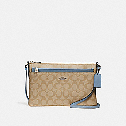 EAST/WEST CROSSBODY WITH POP-UP POUCH - COACH f58316 - LIGHT KHAKI/POOL/SILVER