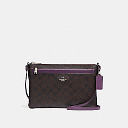 EAST/WEST CROSSBODY WITH POP-UP POUCH - COACH f58316 - SILVER/BROWN