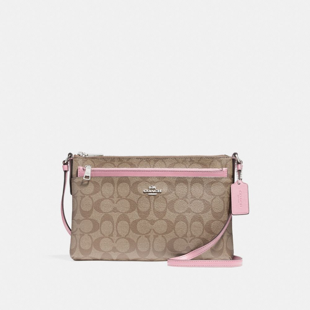 EAST/WEST CROSSBODY WITH POP-UP POUCH - SILVER/KHAKI BLUSH 2 - COACH F58316