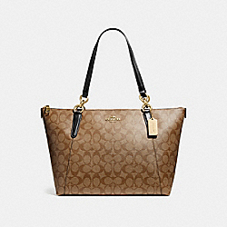 AVA TOTE IN SIGNATURE CANVAS - F58318 - KHAKI/BLACK/IMITATION GOLD