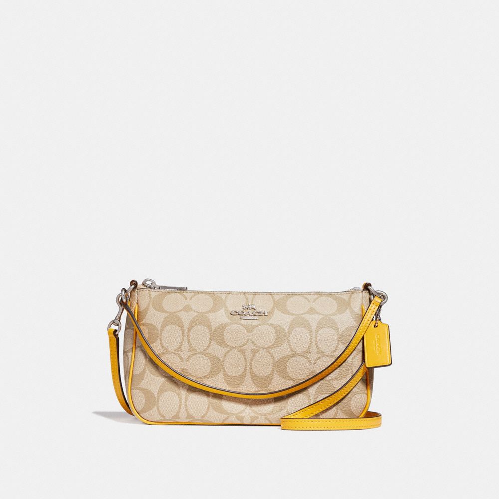 COACH F58321 TOP HANDLE POUCH LIGHT-KHAKI/CANARY/SILVER