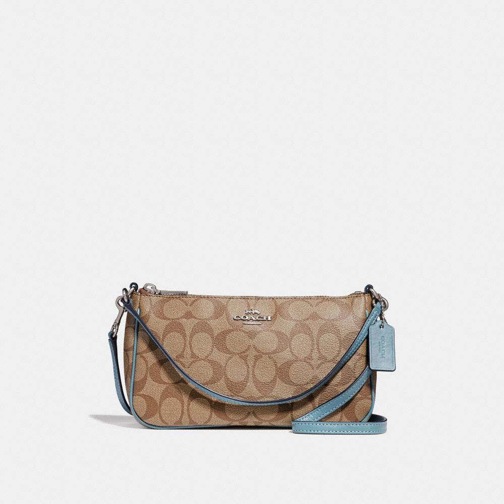 COACH TOP HANDLE POUCH - KHAKI/CYAN/SILVER - F58321