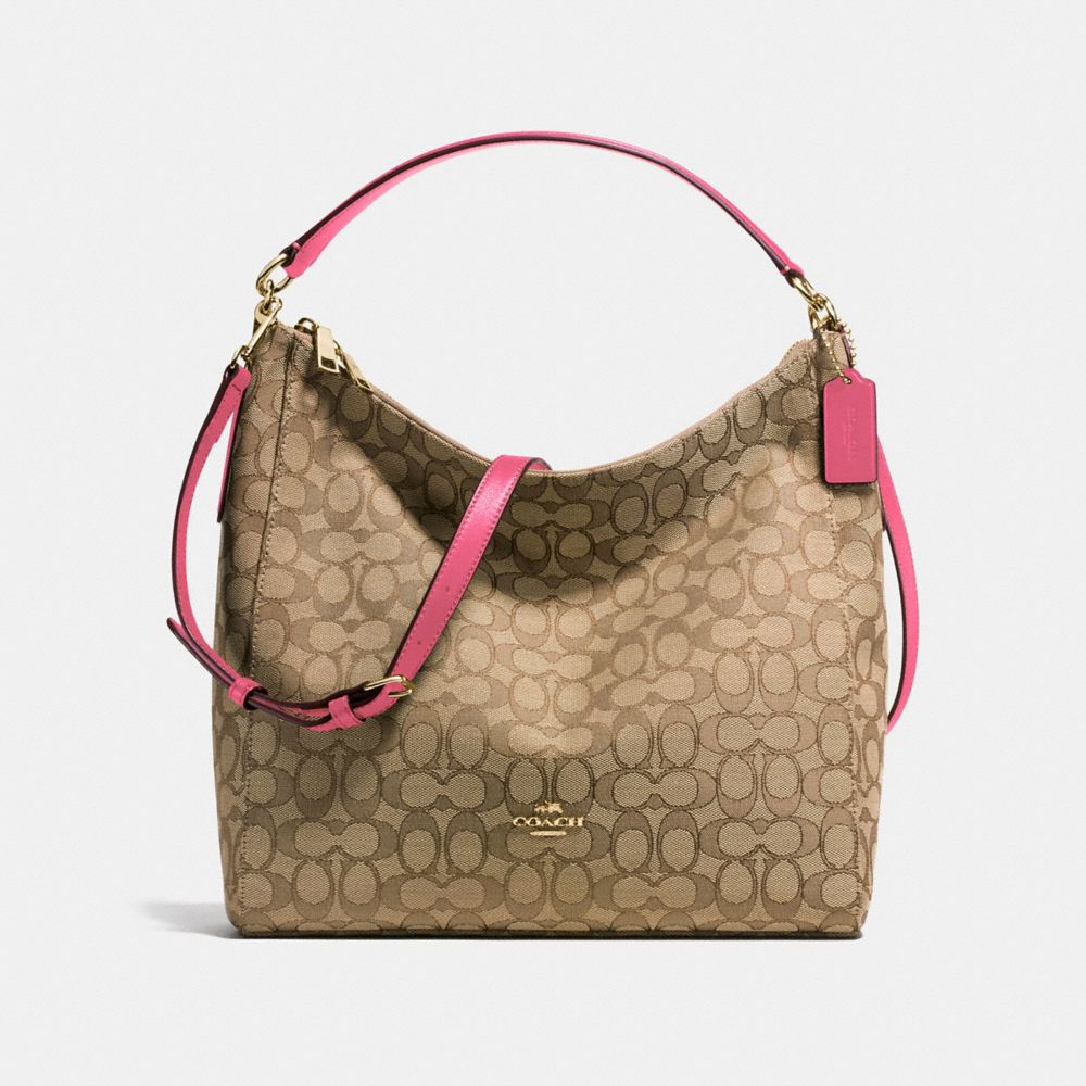 COACH F58327 - CELESTE CONVERTIBLE HOBO IN OUTLINE SIGNATURE IMITATION GOLD/KHAKI STRAWBERRY