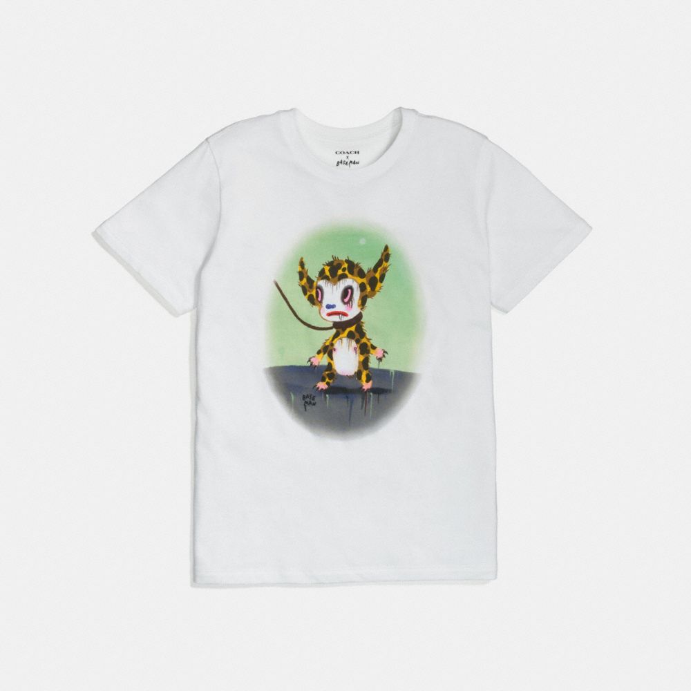 COACH f58341 BASEMAN X COACH BUSTER LE FAUVE T-SHIRT WHITE