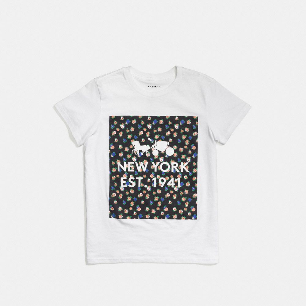 FLORAL T-SHIRT - WHITE BLACK MULTI - COACH F58343