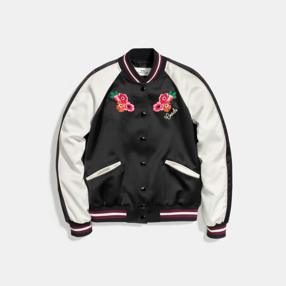 EMBROIDERED VARSITY JACKET - BLACK - COACH F58344