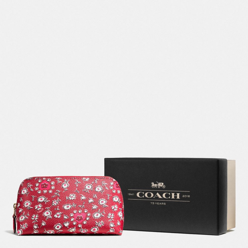 COACH F58368 Boxed Cosmetic Case 17 In Wild Hearts Print Coated Canvas LI/WILD HEARTS RED MULTI