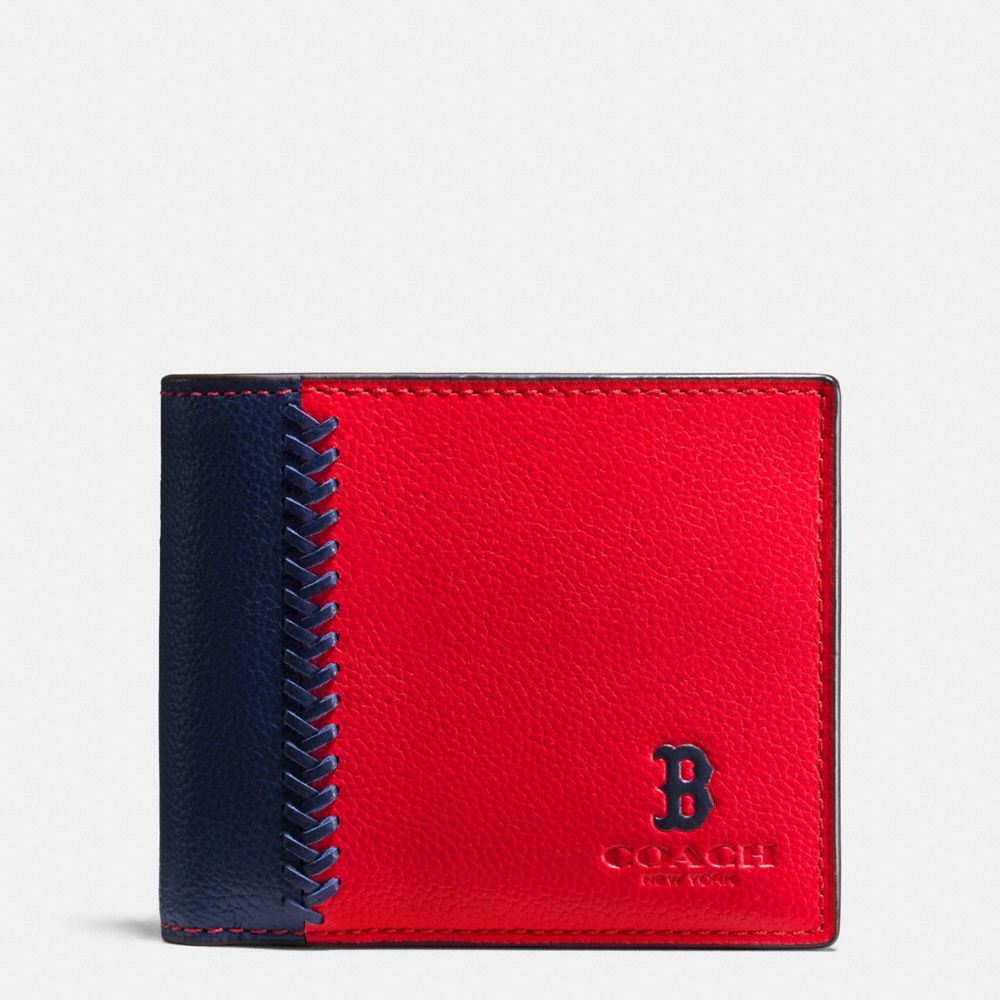 COACH MLB 3-IN-1 WALLET IN SMOOTH CALF LEATHER - BOS RED SOX - f58376