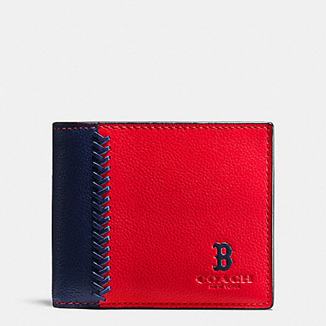 COACH MLB 3-IN-1 WALLET IN SMOOTH CALF LEATHER - BOS RED SOX - f58376