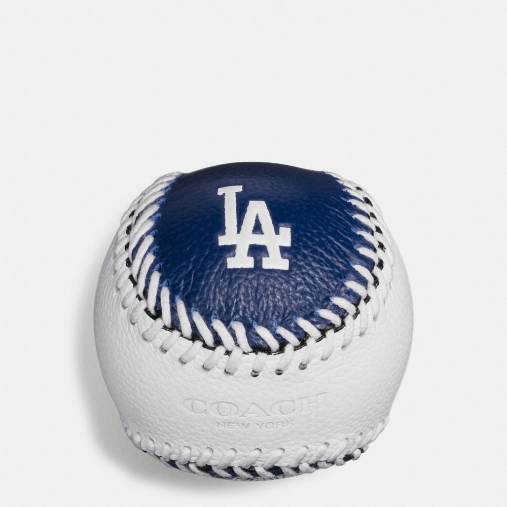 COACH MLB BASEBALL PAPERWEIGHT IN SMOOTH CALF LEATHER - LA DODGERS - F58377