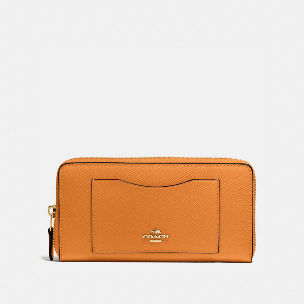 COACH ACCORDION ZIP WALLET IN CROSSGRAIN LEATHER - IMITATION GOLD/ORANGE PEEL - f58411