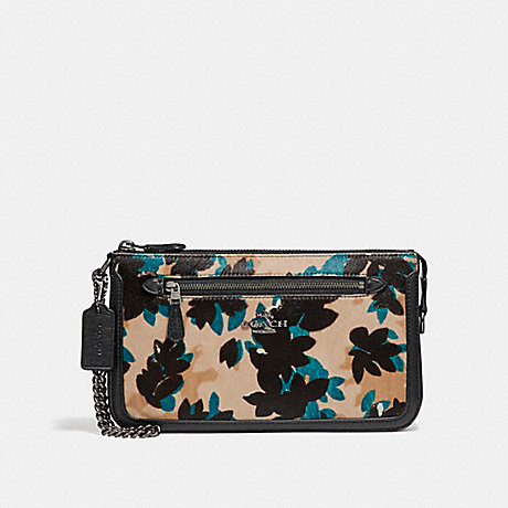 COACH F58412 - NOLITA WRISTLET 24 IN HAIRCALF WITH SCATTERED LEAF PRINT ...
