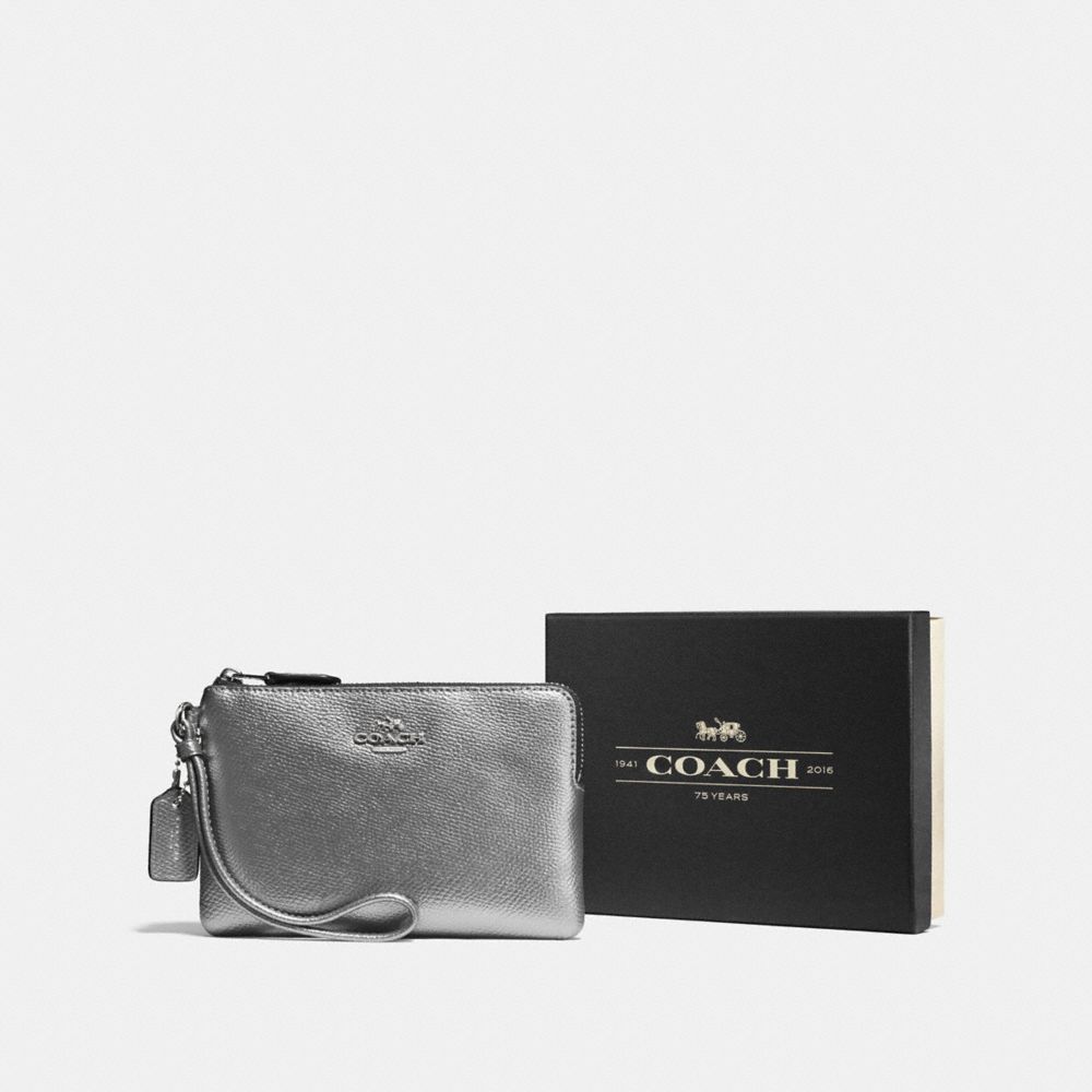 BOXED CORNER ZIP WRISTLET - F58423 - SV/GUNMETAL