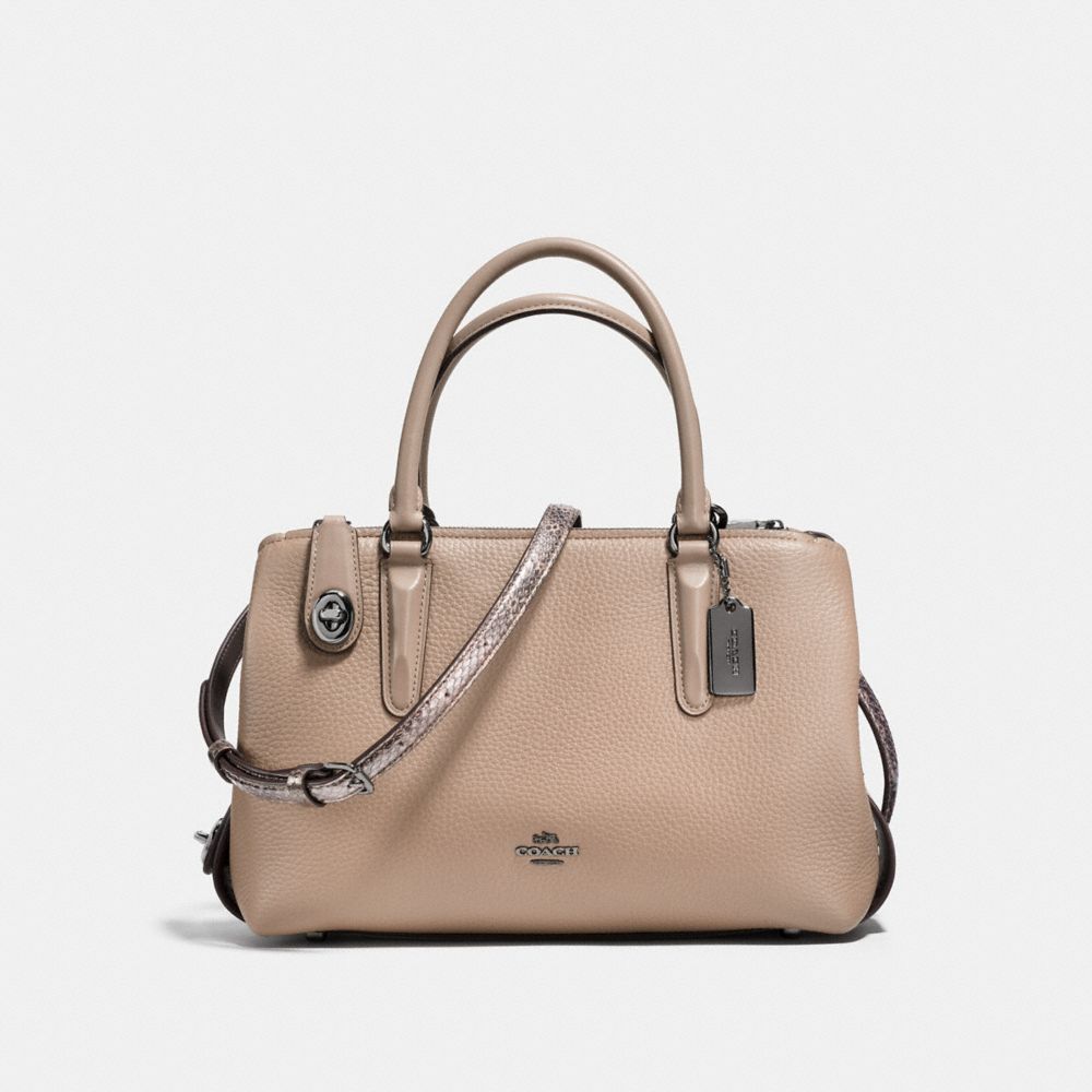 BROOKLYN CARRYALL 28 IN COLORBLOCK WITH SNAKESKIN - f58437 - STONE/CHESTNUT/DARK GUNMETAL