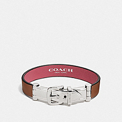 COACH WIDE TWO TONE BUCKLE BRACELET - SADDLE/PEONY/SILVER - F58439