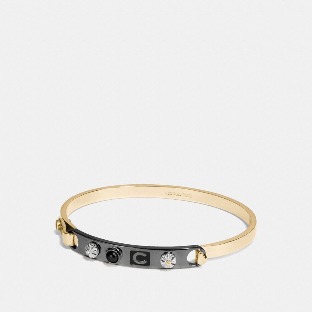 COACH f58444 COACH ICONS TENSION BANGLE BLACK/GOLD